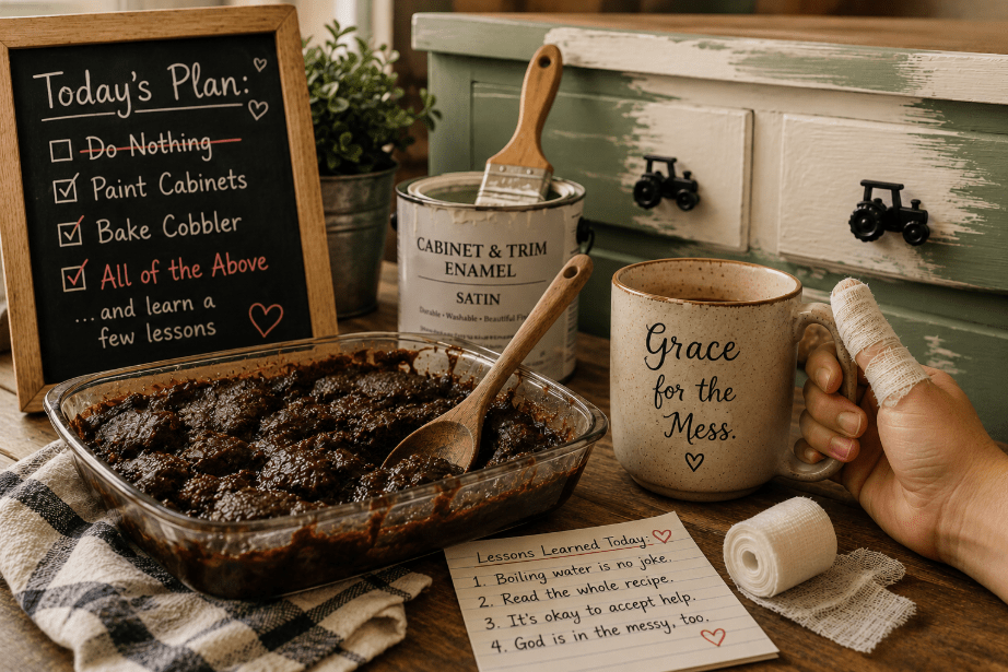 Chocolate Cobbler, Burnt Fingers, and Half-Painted Bathrooms